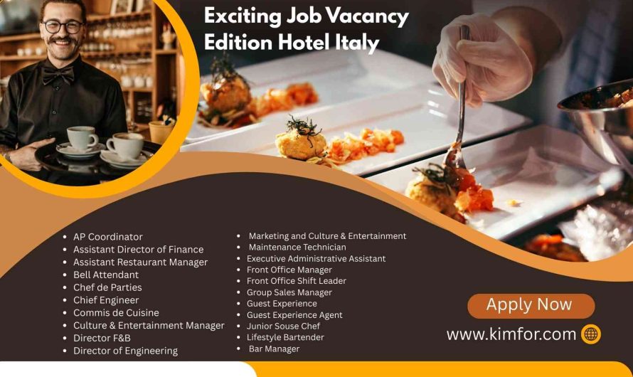 Exciting Job Vacancy Edition Hotel Italy